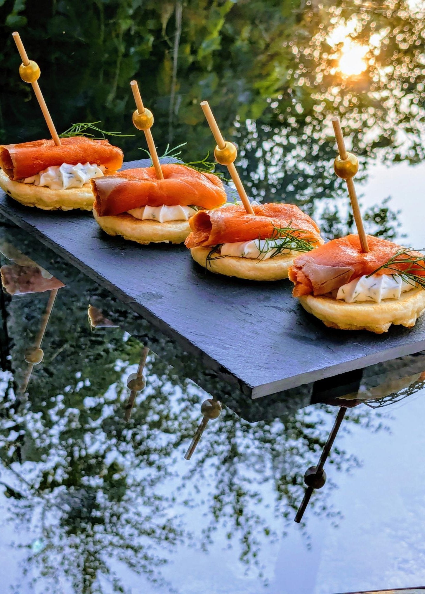 Blinis with Smoke Salmon.